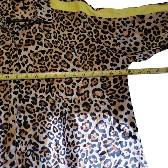 Topshop Leopard Animal Print Long Sleeve Shirt Women's SZ 6 Button Up Yellow Lin - Picture 5 of 7